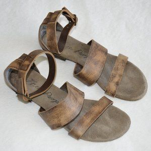 Free People Distressed Flat Ankle Strap Boho Sandals (size 39/8.5)